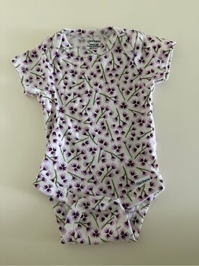 Gerber White Bodysuit with Purple Floral Print